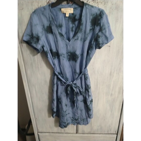 Anthropologie Cloth And Stone Tie Dye V-neck Mini Dress - Picture 2 of 8